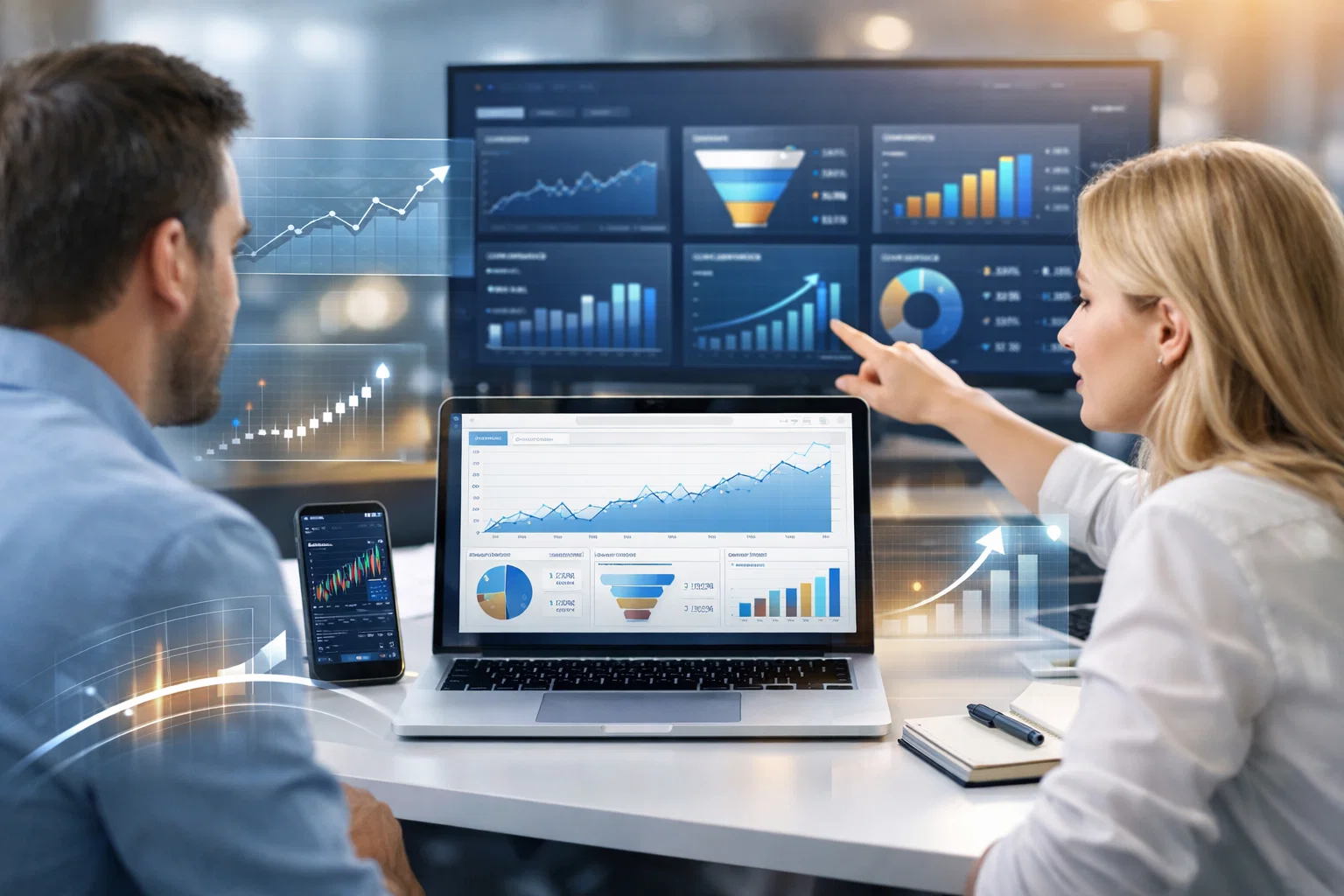 Forex trading website SEO performance analysis showing traffic growth and conversion metrics.